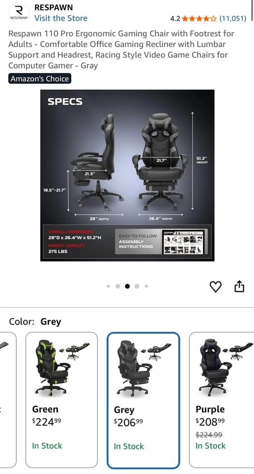 RESPAWN GAMING CHAIR - photo 3