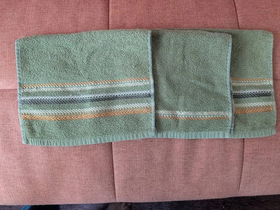 Green Striped Hand Towels (Set of 3) - photo 2