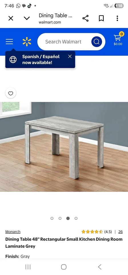 Large Gray Rectangular/Square Dining Table