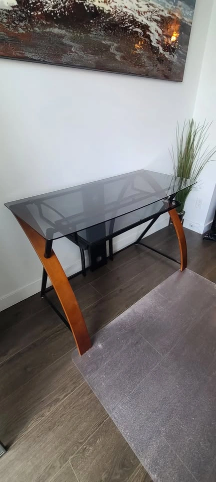 Glass Computer Desk with Keyboard Tray - photo 3