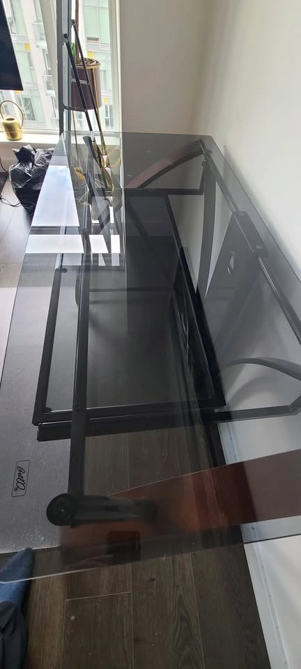 Glass Computer Desk with Keyboard Tray - photo 4