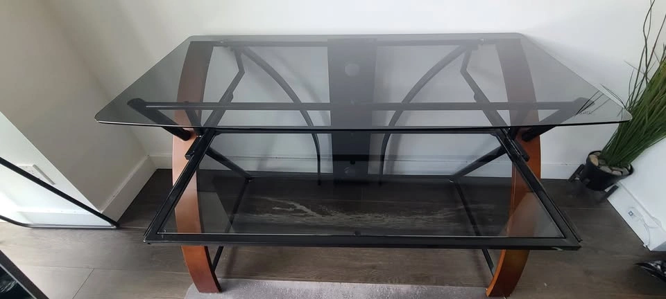 Glass Computer Desk with Keyboard Tray - photo 5