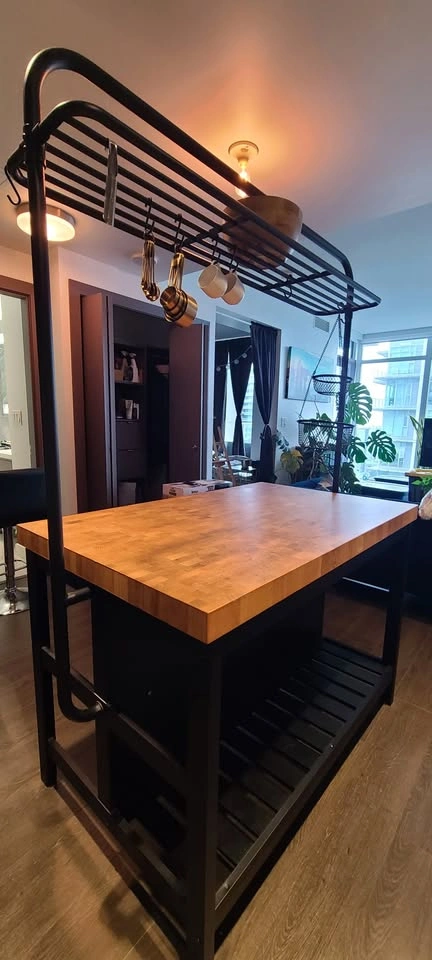 IKEA VADHOLMA Kitchen Island + Rare Overhead Storage Rack - photo 2