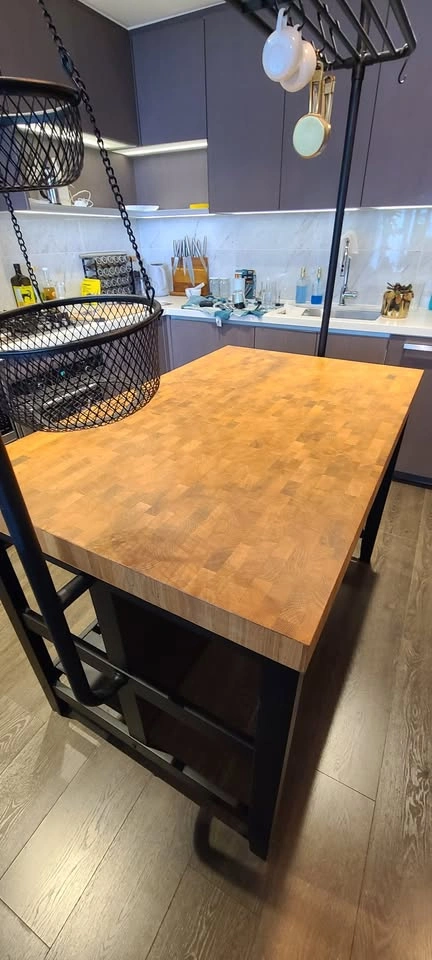 IKEA VADHOLMA Kitchen Island + Rare Overhead Storage Rack - photo 3