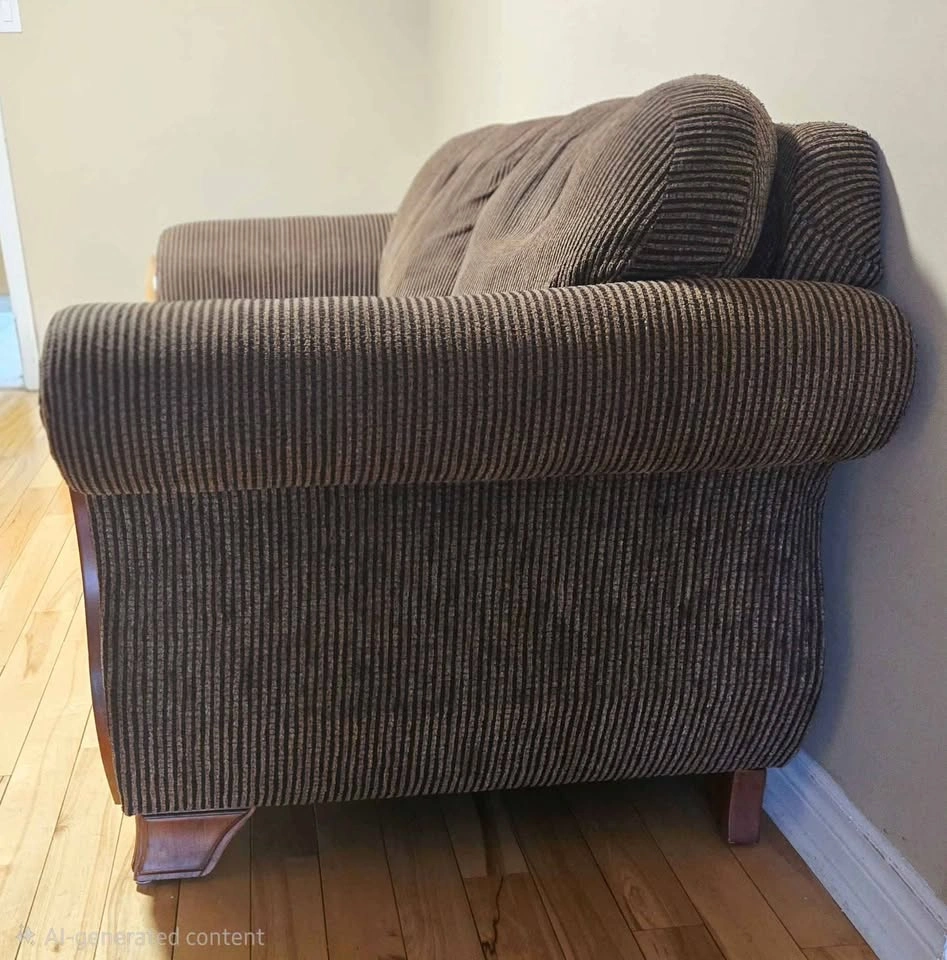 3PC Sofa Set: 1x 3-Seater and 2x Loveseats with Wood Trim - photo 4