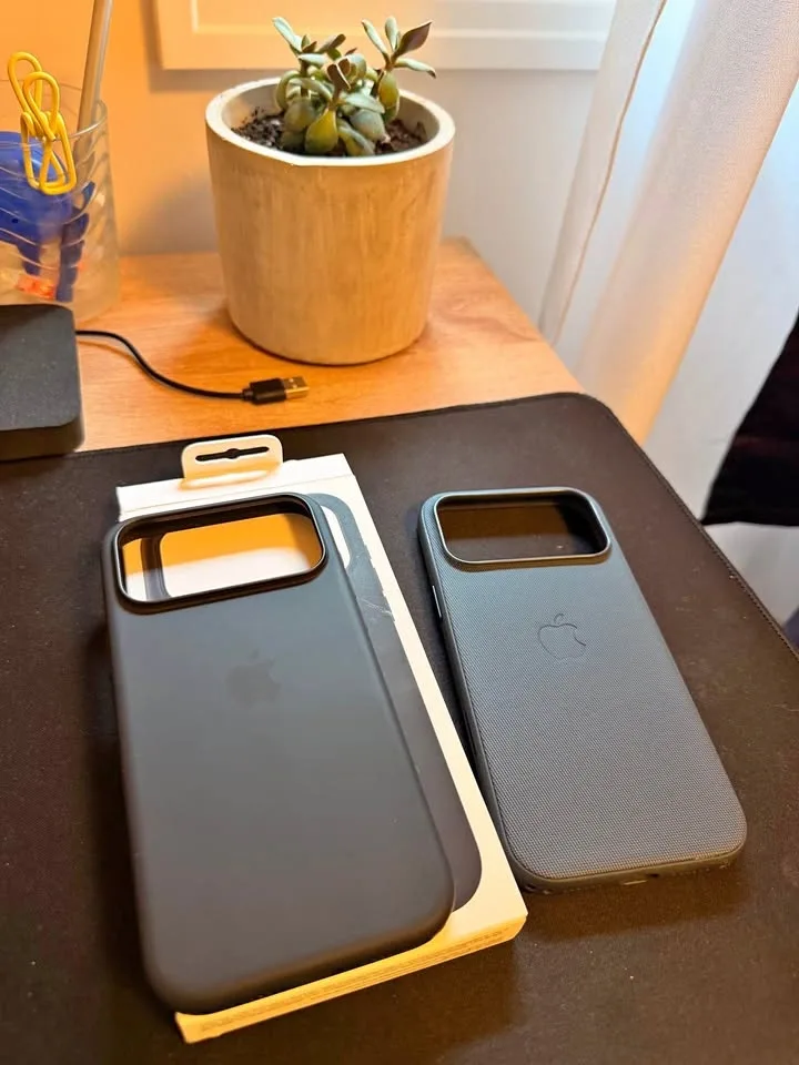 Apple iPhone 17 Pro Max Blue Silicone and Blue TechWoven Cases