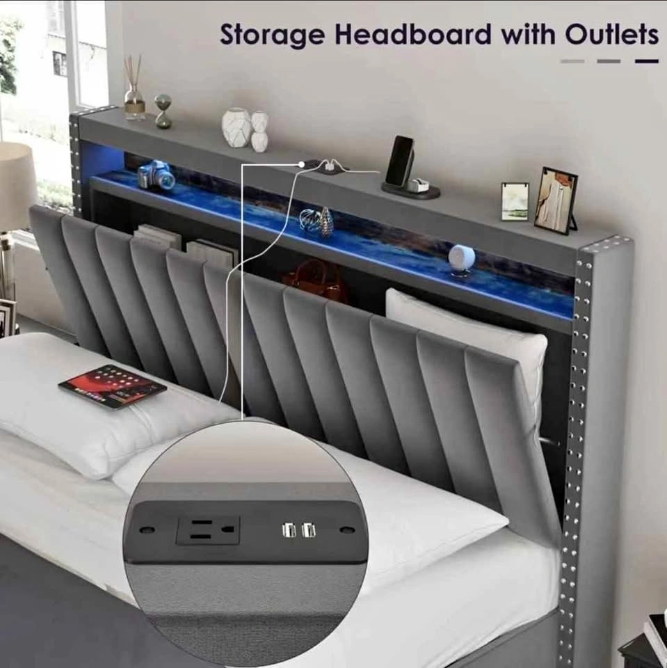 BN-Queen Size Platform Storage Bed