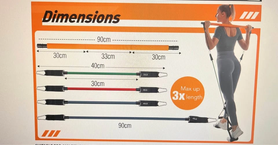 Pilates Bar Kit with Resistance Bands for Men and Women - photo 3