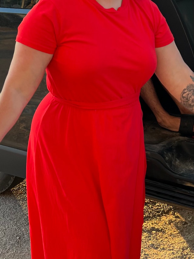 Red Midi Dress Large - photo 4