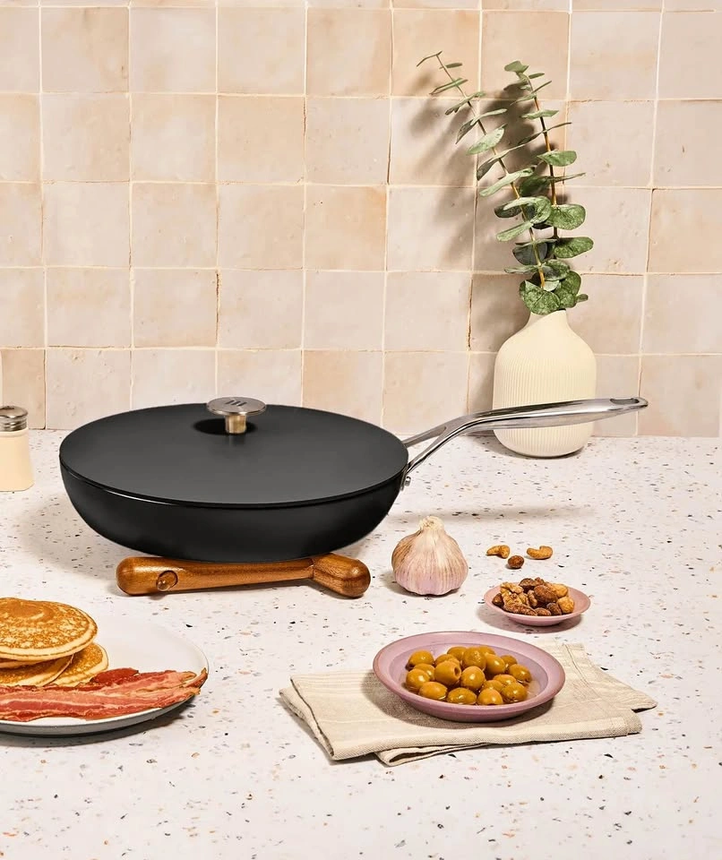 NEW 11” Kilne Ceramic non-stick non-toxic frying pan w Lid Black