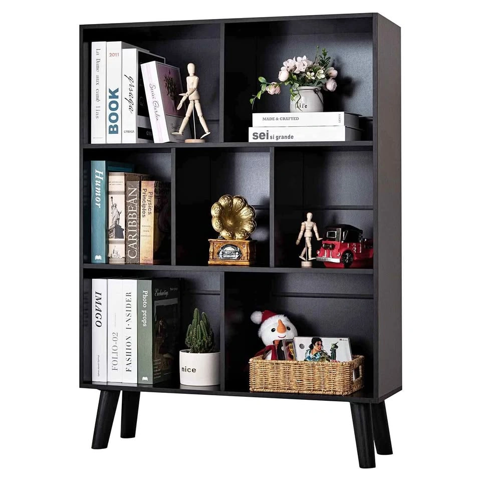 YAHARBO 31.5 Inch Wide 3 Tier Black Modern Bookshelf