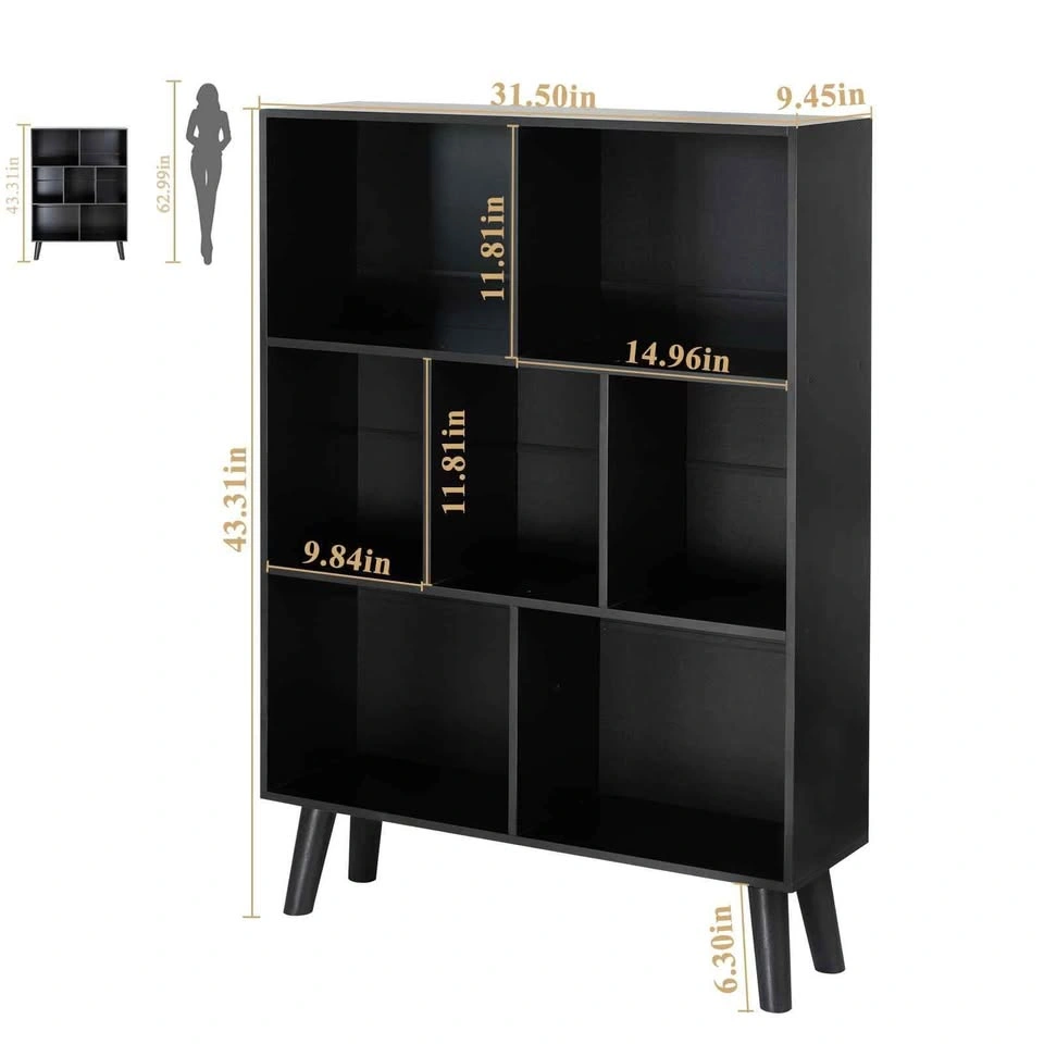 YAHARBO 31.5 Inch Wide 3 Tier Black Modern Bookshelf - photo 3