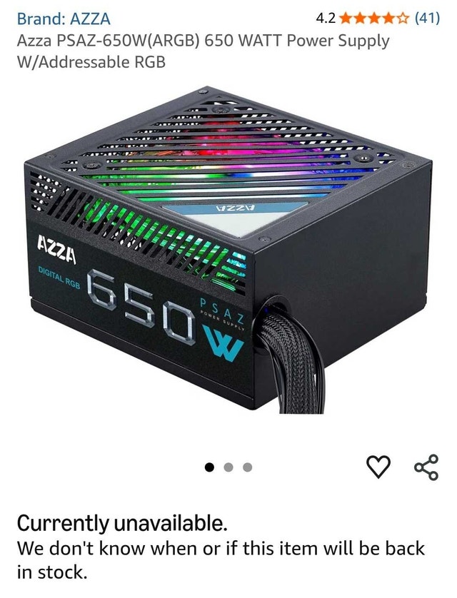 ⚡ 650W RGB 80 PLUS Bronze Certified Power Supply