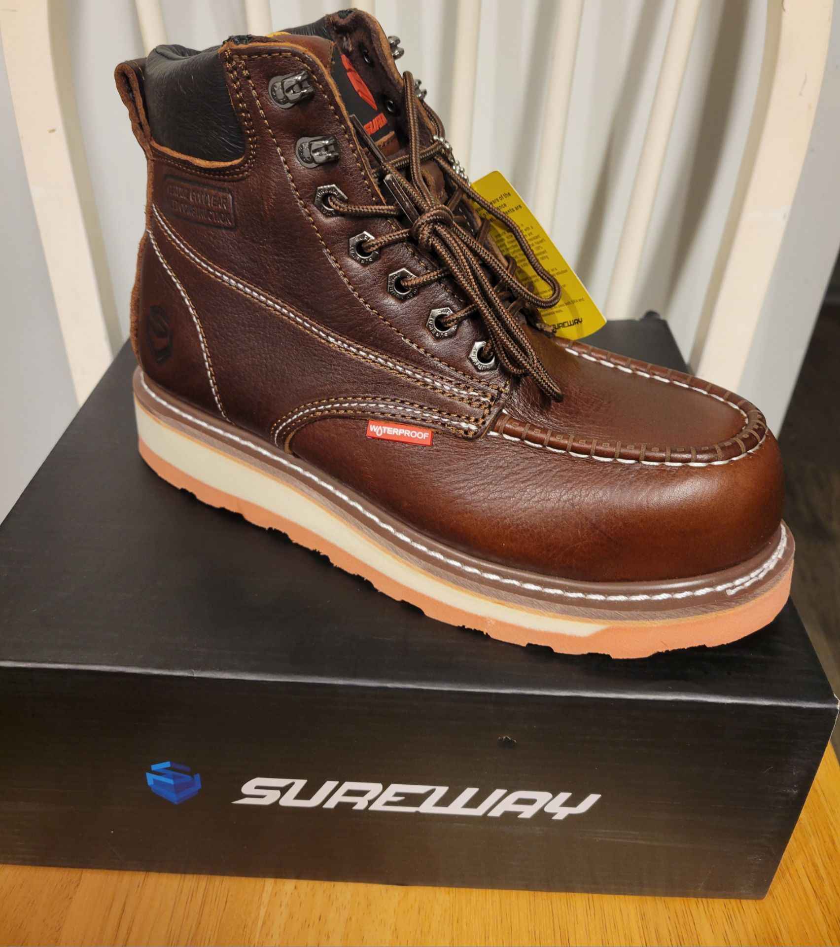 Sureway Composite Toe Waterproof Work Boots Dark Brown Sz 8