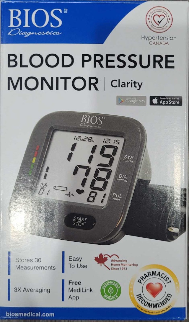 BIOS Diagnostics Clarity Blood Pressure Monitor
