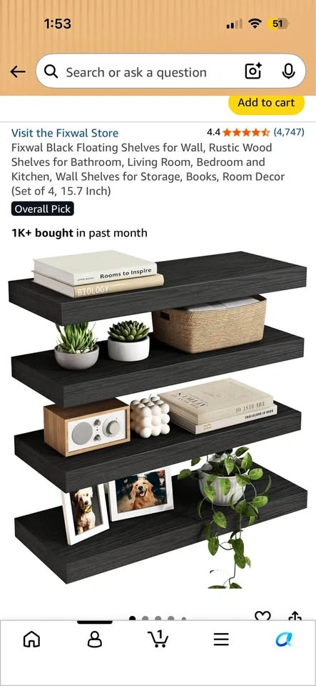 Black Floating Shelves for Wall