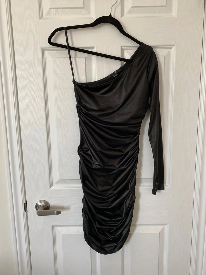 Forever 21 Asymmetric Faux Leather Bodycon Dress – Size S - photo 2