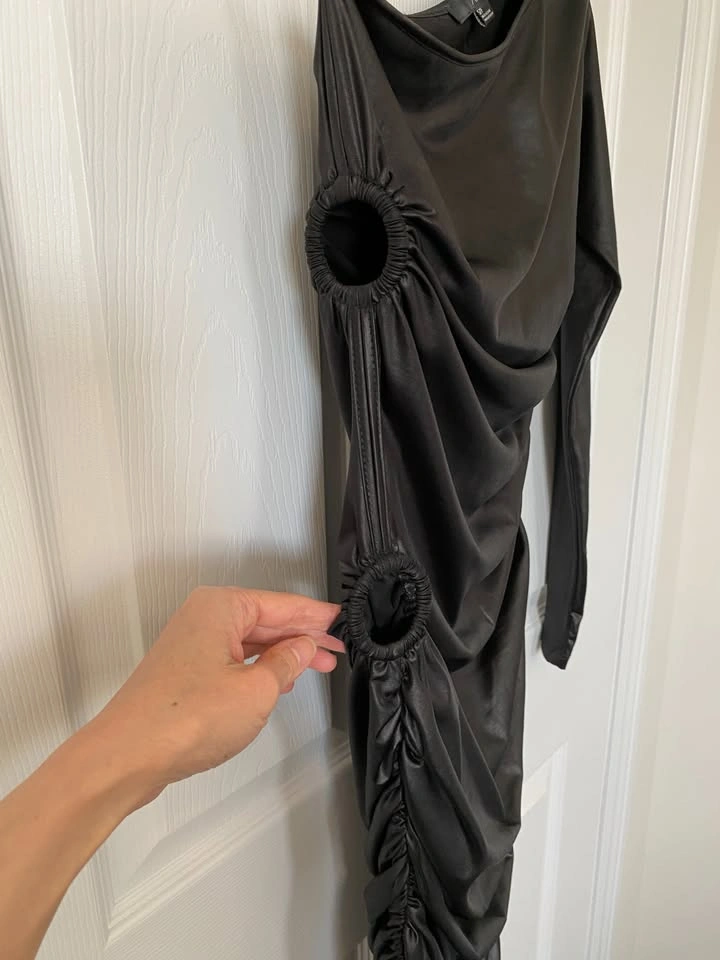 Forever 21 Asymmetric Faux Leather Bodycon Dress – Size S - photo 3