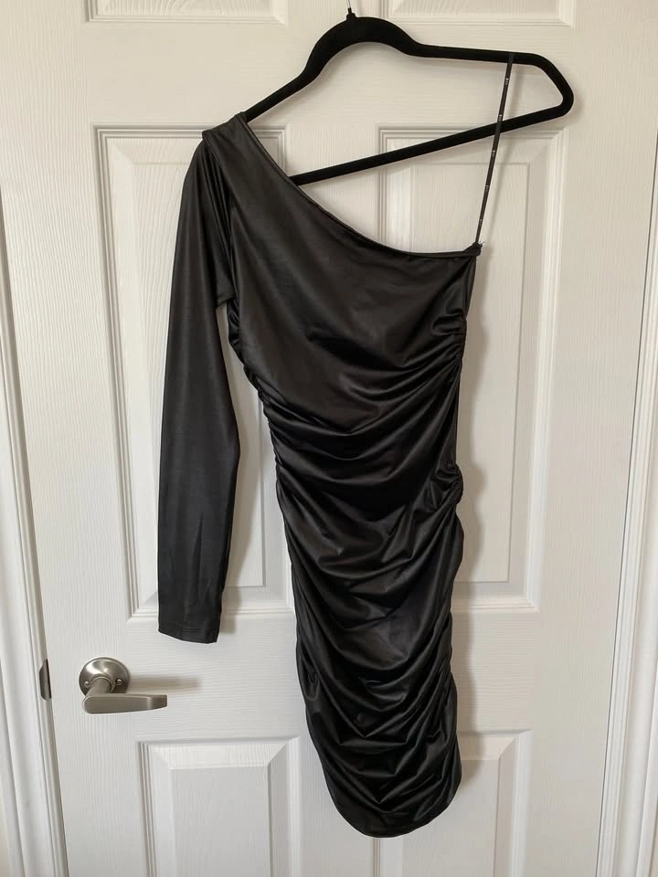 Forever 21 Asymmetric Faux Leather Bodycon Dress – Size S - photo 5