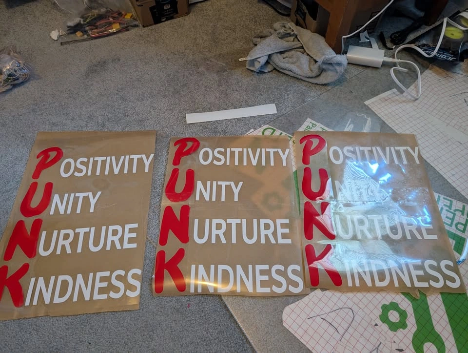 PUNK Shirt + 4" Decal Combo - Positivity Unity Nurture Kindness - photo 3