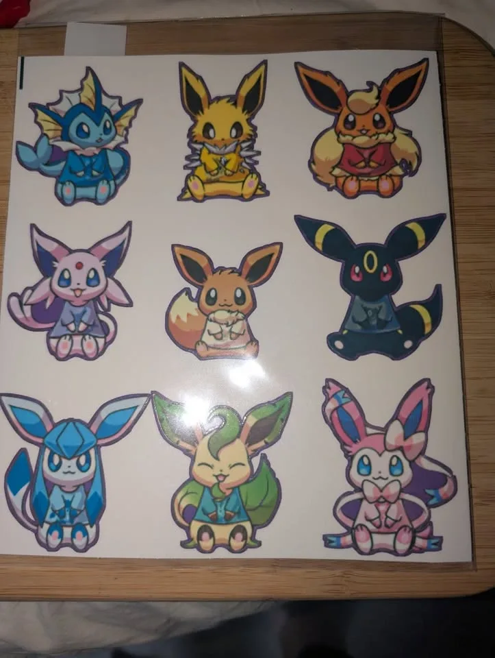 Eeveelution Chibi Decal Sheet - Full Set 9 Vinyl Stickers - photo 2