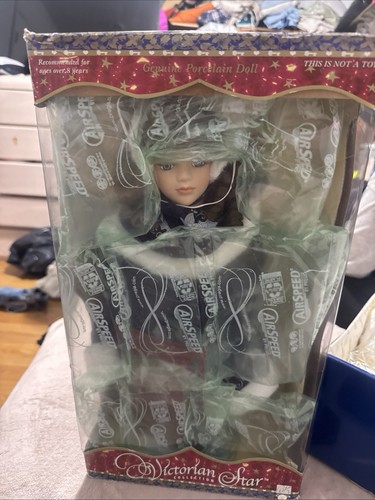 Victorian Star Porcelain Girl Doll Blonde Straight Hair Blue Eye