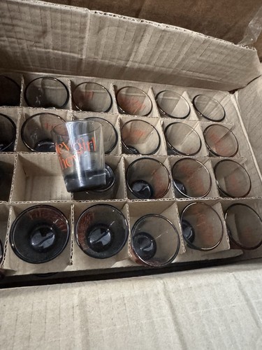 Clear Glass Shot Glasses Set w/ Printed Orange Text Logo, Black - photo 2