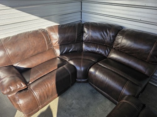 Leather Reclining Sectional Sofa, Brown, Pillow Top Arms, Pillow - photo 2
