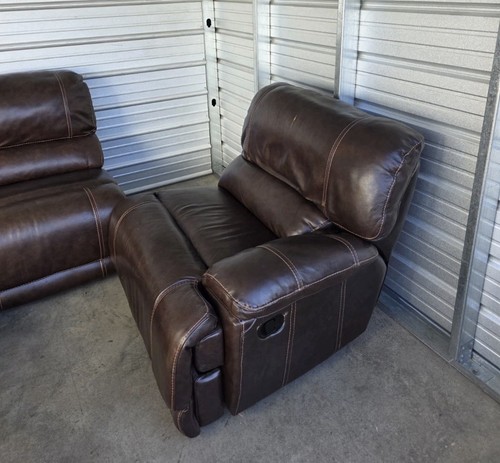 Leather Reclining Sectional Sofa, Brown, Pillow Top Arms, Pillow - photo 3