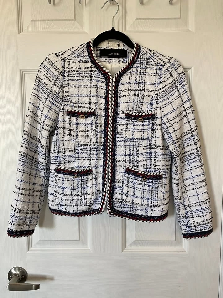 Zara Tweed Collarless Blazer – Size XS - photo 2