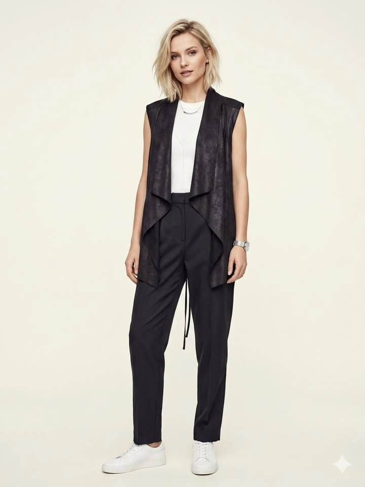 Zara Faux Suede Open Front Vest – Size S