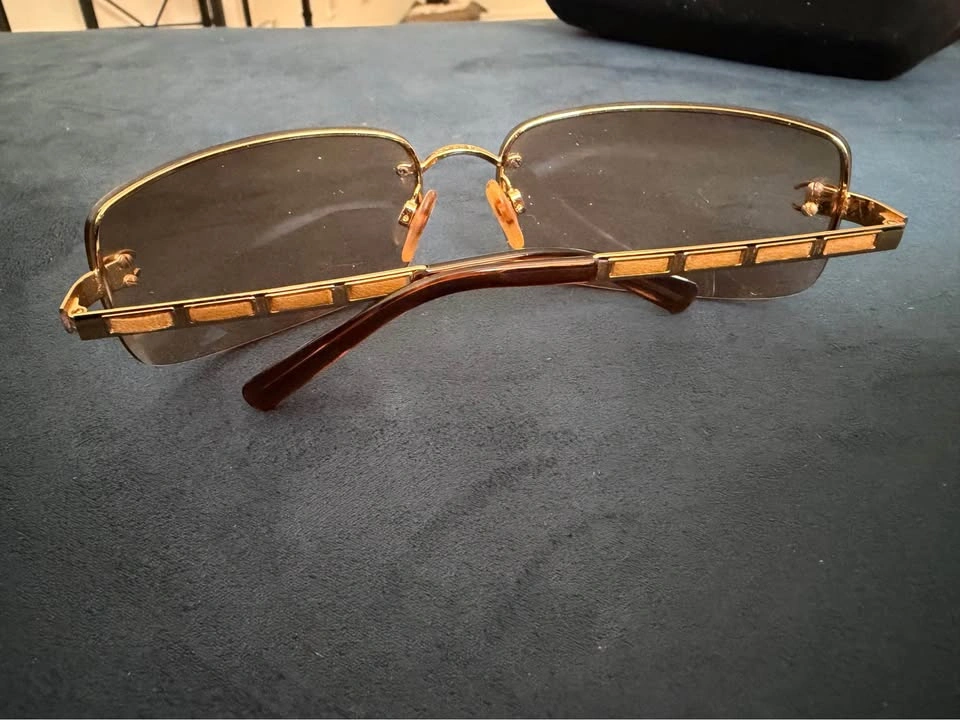 Authentic Vintage Chanel Rimless Sunglasses – Gold,Brown & Leath - photo 3