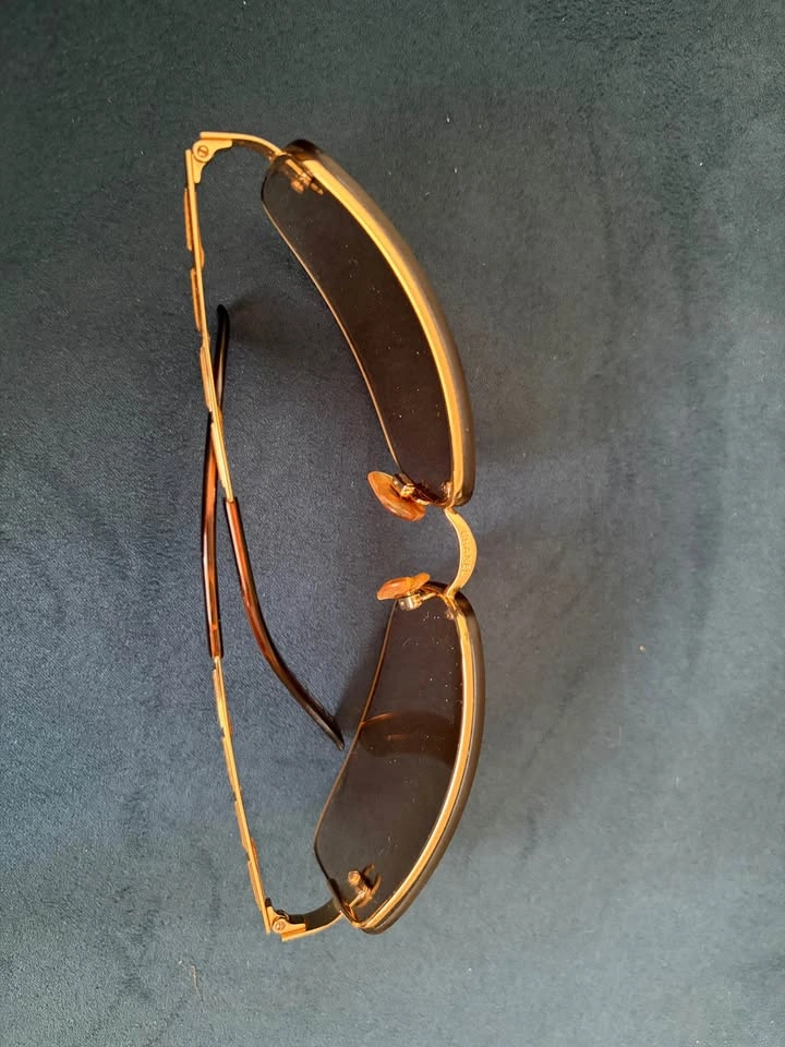Authentic Vintage Chanel Rimless Sunglasses – Gold,Brown & Leath - photo 5