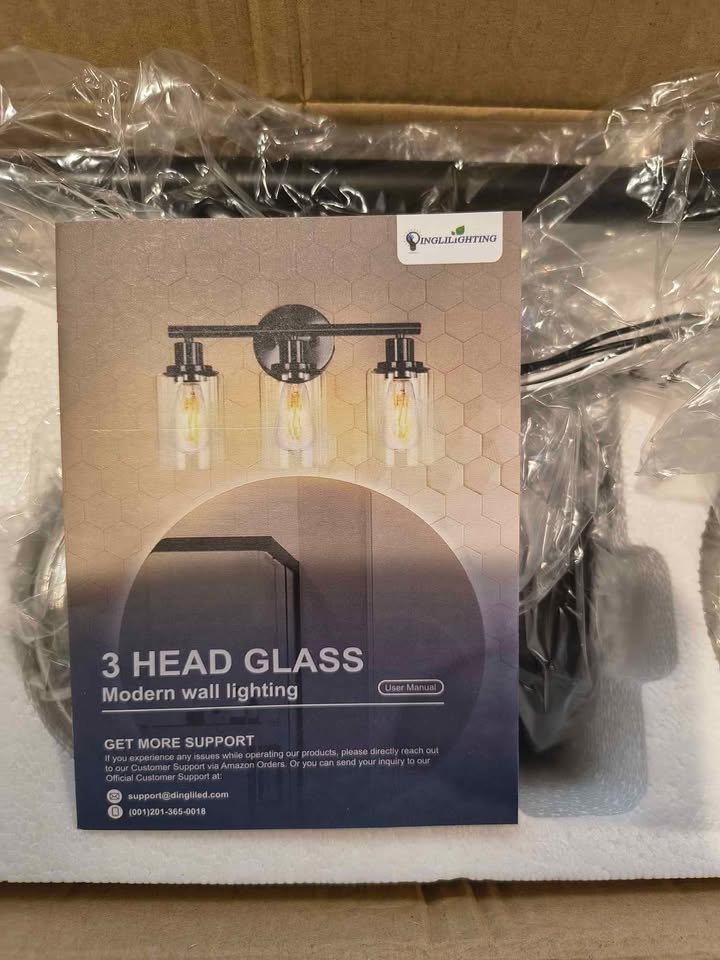 3-Light Black Modern Vanity Lights with Clear Lampshades - photo 4
