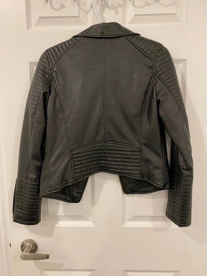 H&M Black Faux Leather Jacket with Gold Accents - photo 3