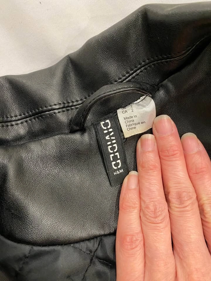 H&M Black Faux Leather Jacket with Gold Accents - photo 4