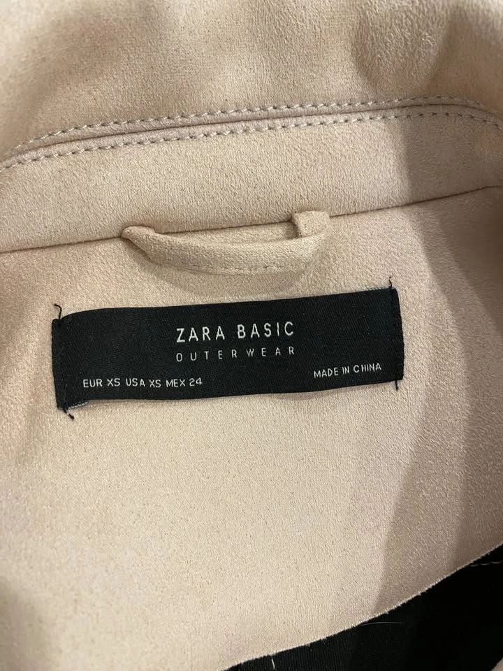 Zara Light Pink Women's Faux Leather Suede Biker Jacket XS - photo 5