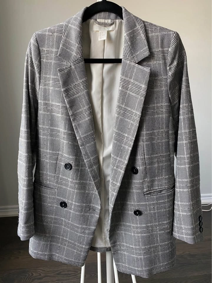 H&M white/black plaid blazer – US 8 - photo 2