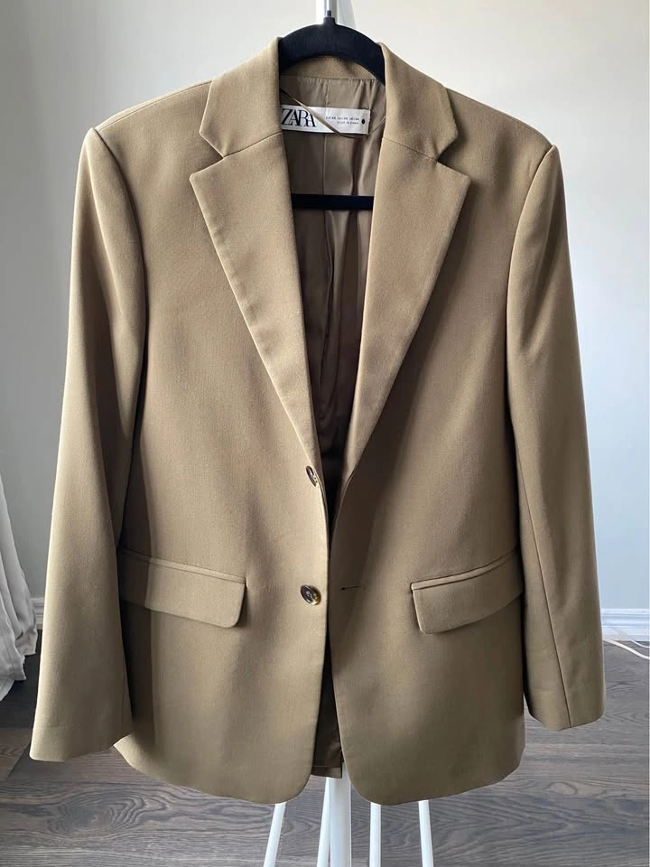 Zara dark olive green unisex blazer - photo 3