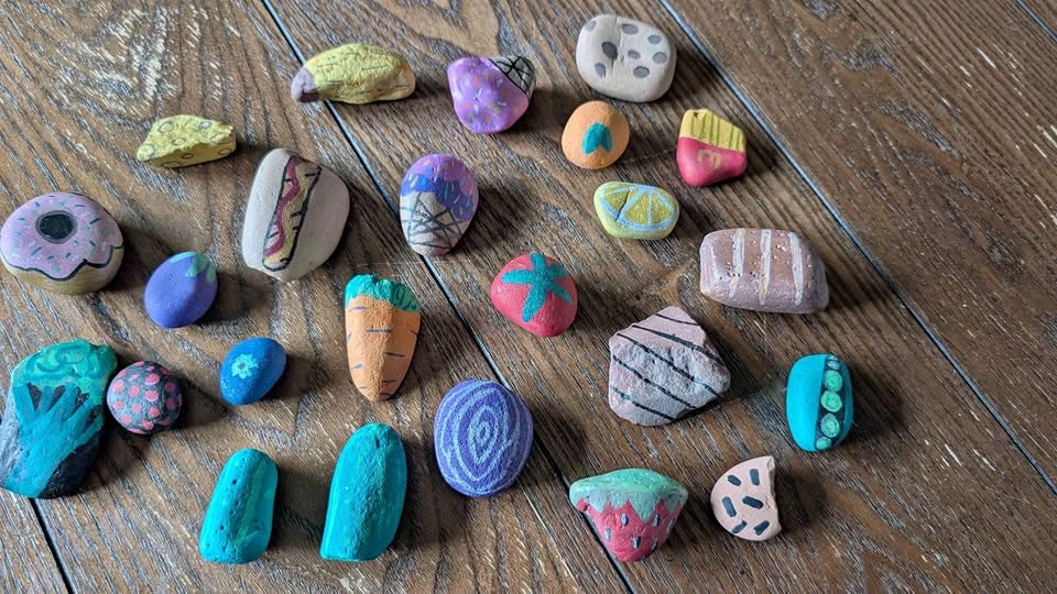 Rock food- mud kitchen - Hand painted