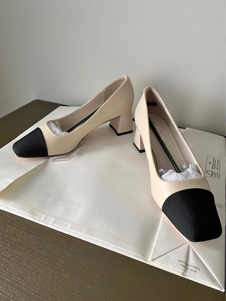 Elegant Color-Block High Heels Shoes – Size 38 (US 7.5) – New