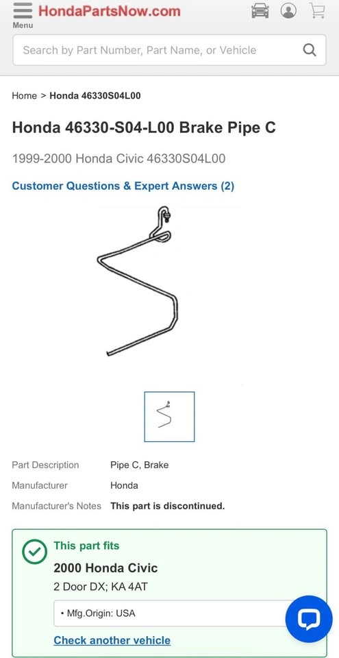 1999-2000 Civic OEM Brake Line - photo 4