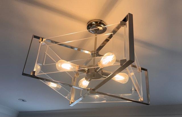 Modern Square Acrylic and Nickel Chandelier - photo 2