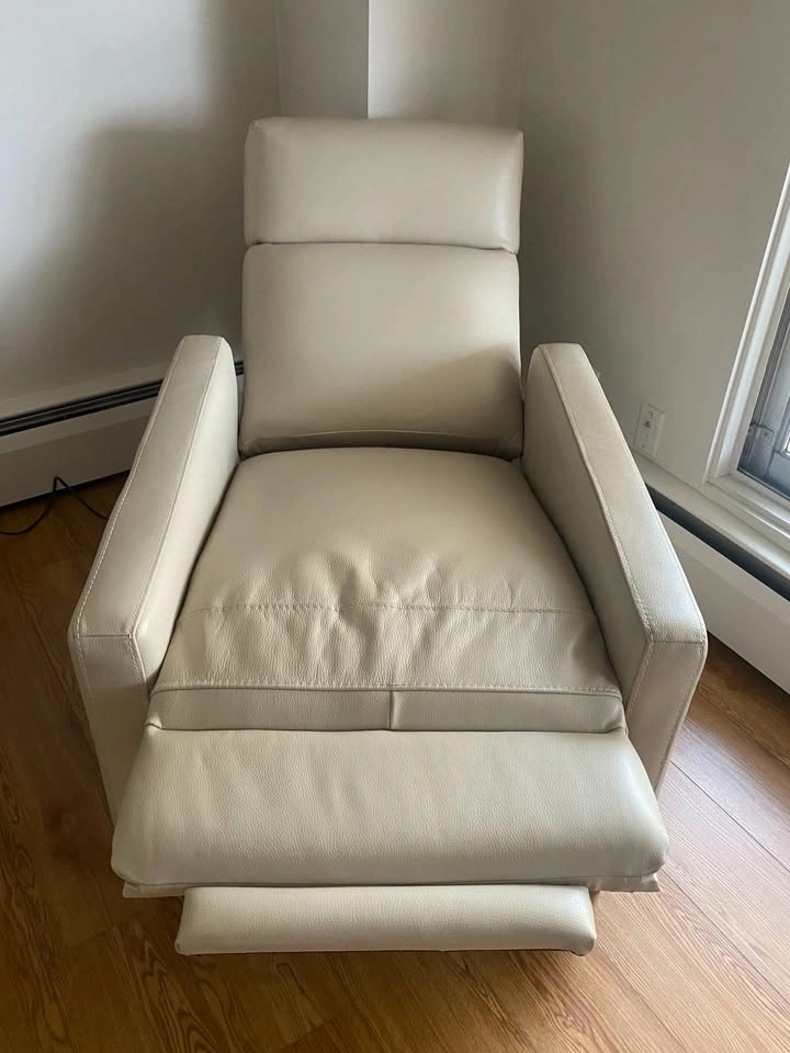 Beige Leather Glider Recliner Chair - photo 2