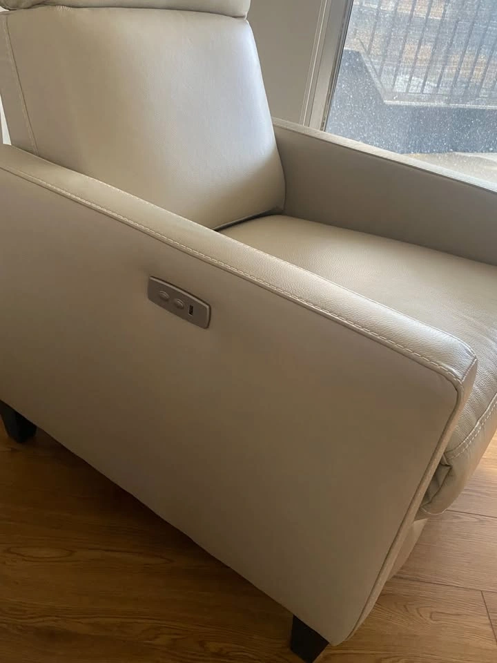 Beige Leather Glider Recliner Chair - photo 3