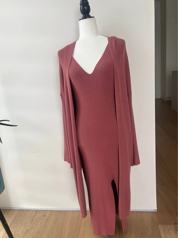 Dynamite Ribbed Knit Cardigan and Dress Set