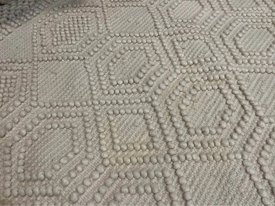 Cream Textured Wool Area Rug with Fringe 5’x9’ - photo 4