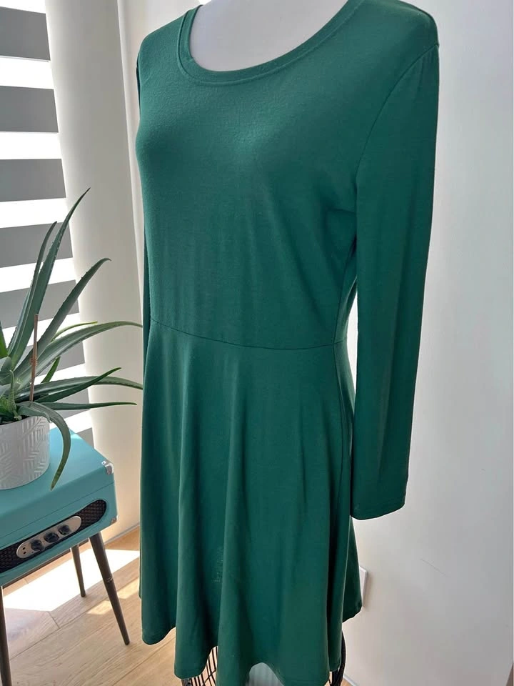 Forest Green Long Sleeve Fit and Flare Dress