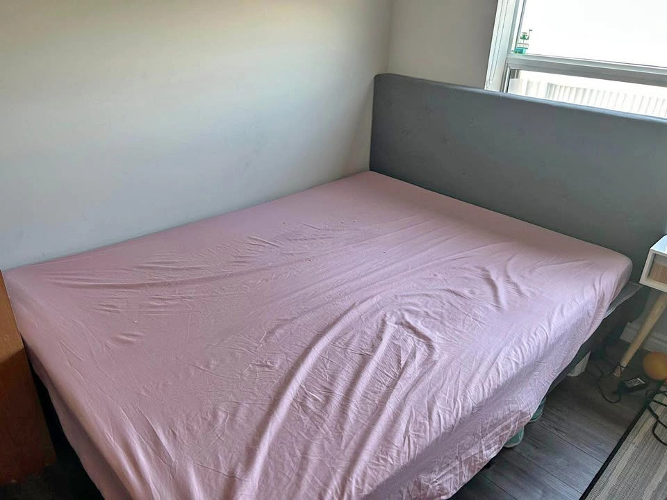 Queen Upholstered Bed Frame and Mattress