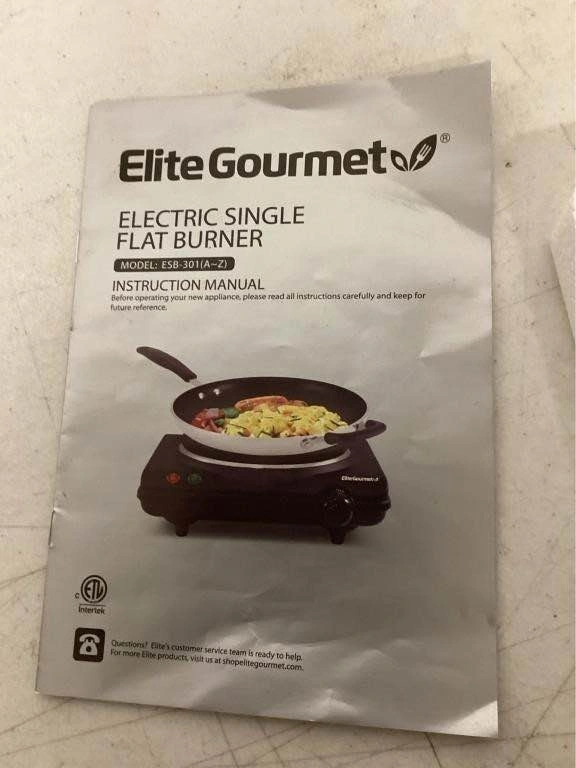 USED LIKE NEW ELITE GOURMET COUNTERTOP BURNER, 1000W - photo 3